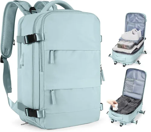 Miniatura 26 de coofay Mochila de viaje, para laptop, unisex, aprobada para aviones, bolsa de mano, equipaje, para artículos personales, para debajo del asiento