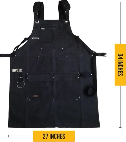 Miniatura 8 de ecoZen Delantal de soldadura de lona encerada con hilo de Kevlar, resistente al calor y a los productos químicos, totalmente ajustable