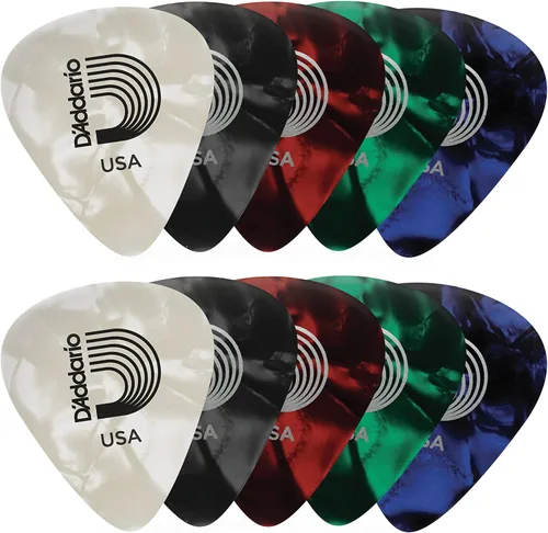 Miniatura 13 de D'Addario - Púas para guitarra de celuloide, accesorios para guitarra, púas para guitarra acústica, eléctrica y bajo, sensación natural, tono Verde