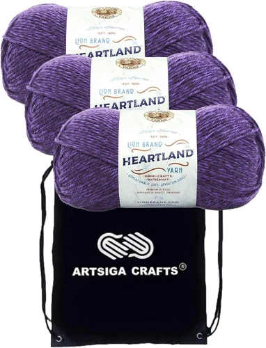 Miniatura 49 de Lion Brand Heartland Capitol Reef 136-140 (3 cadejos - mismo lote de tinte) Hilo estambre medio #4 acrílico para crochet y tejer con bolsa