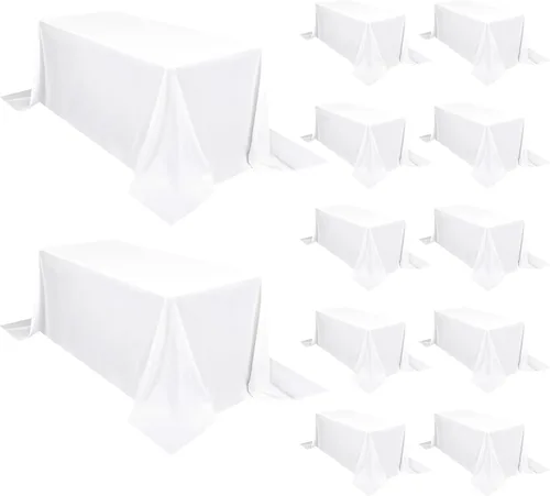 Miniatura 24 de Pesonlook - Paquete de 12 manteles rectangulares de 60 x 102 pulgadas, color beige, para mesas rectangulares de 6 pies, mantel de tela lavable