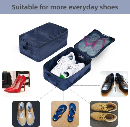 Miniatura 2 de JJ POWER Bolsas de viaje para zapatos, plegables e impermeables, organizador de doble capa, marino, Uso diario