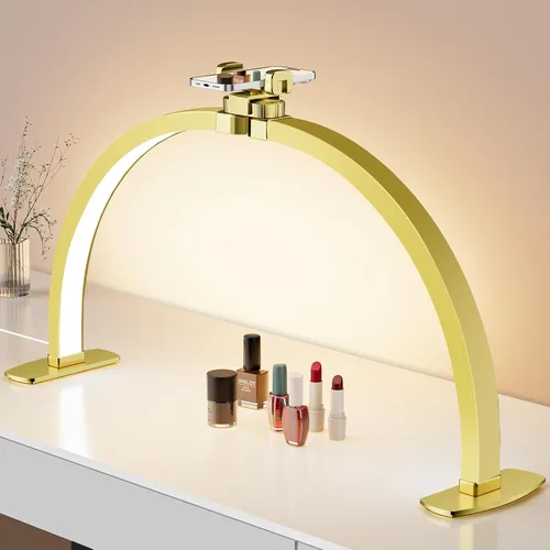 Miniatura 9 de iVict Luz de Media Luna para Mesa de Uñas, Lámpara Técnica de 29 Pulgadas 40W con Soporte para Teléfono, 10 Niveles de Brillo Ajustables, Lámpara