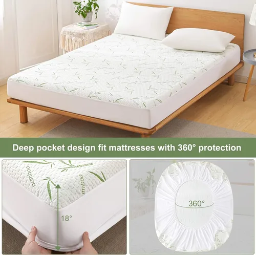 Miniatura 5 de Protector de Colchón Queen Impermeable Funda de Colchón Lavable de Rayón de Bambú Cubierta de Colchón Transpirable Silencioso Protector de Cama 5