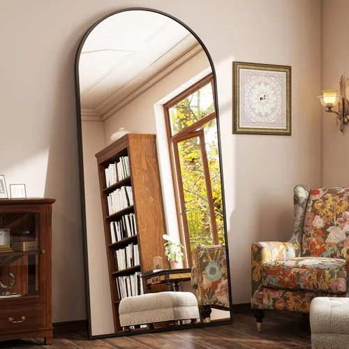 Miniatura 6 de BEAUTYPEAK Espejo de cuerpo completo con arco de 71 x 30 pulgadas, espejo de pared para colgar o inclinar con parte superior arqueada con soporte