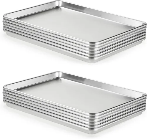 Miniatura 12 de CURTA Paquete de 12 Bandejas de Lámina de Aluminio, Certificadas NSF Tamaño Medio 13 x 9 pulgadas Bandeja Comercial para Panadería Pasteles y 13 x