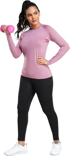 Miniatura 3 de TELALEO 4 Pack Women's Compression Shirt LongShort Sleeve Performance Workout Baselayer Athletic Top Sports Gear