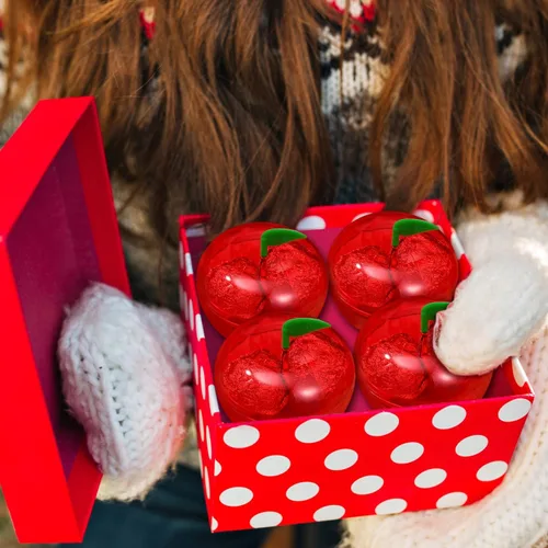 Miniatura 5 de FOMIYES Caja de dulces con forma de manzanas navideñas, 12 unidades, de plástico, con relleno de manzanas, recipientes decorativos para dulces