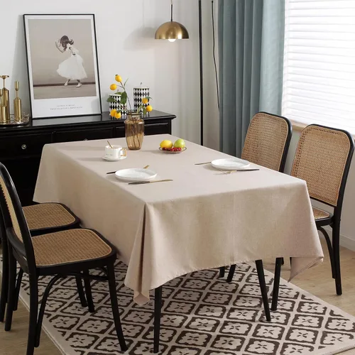 Miniatura 6 de Jeloris Mantel rectangular de lino de algodón, impermeable y a prueba de derrames, estilo nórdico, suave y resistente a las arrugas, mantel de tela