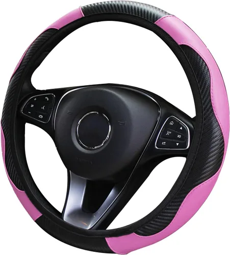 Miniatura 8 de ZIMISI Funda para volante de automóvil, funda antideslizante y transpirable de 15 pulgadas, funda de volante de piel de fibra de carbono