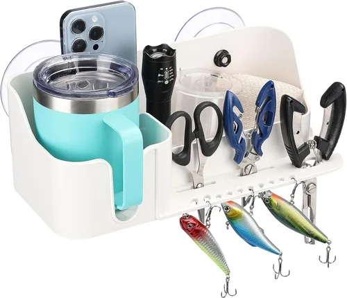 Miniatura 10 de KEMIMOTO Soporte para tazas de barco, organizador instalado con tornillos/ventosas en cualquier superficie plana, organizador de almacenamiento