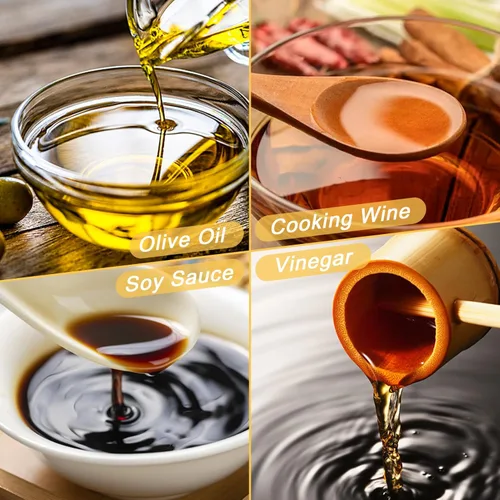 Miniatura 8 de Botella dispensadora de aceite de oliva, 2 dispensadores de aceite para cocina, botella de vidrio de aceite de oliva de 17 onzas y dispensador de 2