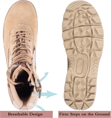 Miniatura 3 de RIELD Botas de trabajo tácticas militares para hombre, con cremallera lateral, botas de combate del ejército de la selva, 12