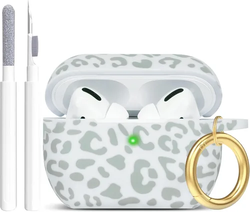 Miniatura 39 de Funda de silicona con flores compatible con AirPods Pro 2019, Gawnock - Funda suave y flexible para imprimir para mujeres y niñas con llavero - Flor