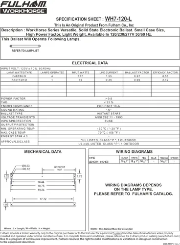Miniatura 4 de Fulham Lighting WH7-120-L Workhorse 7 - Balastro fluorescente versátil, 120 V