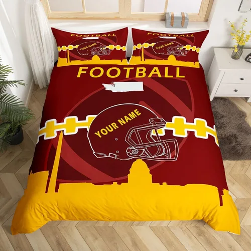 Miniatura 12 de Erosebridal Juego de funda de edredón personalizada para niños y niñas, juego de cama de jugadores de fútbol, funda de edredón de rugby con 1 funda