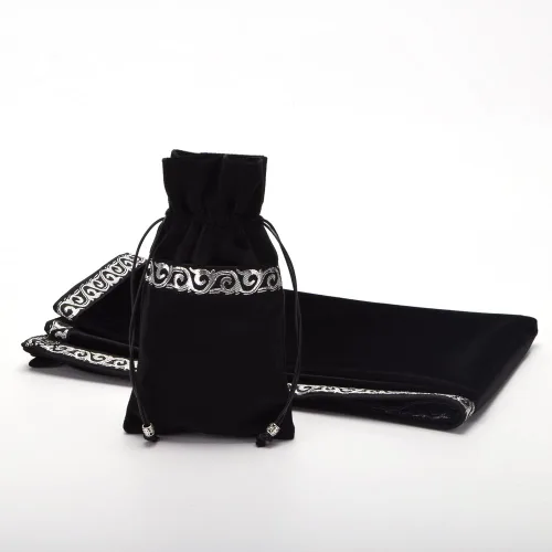 Miniatura 2 de BLESSUME Mantel de tarot de altar adivinación Wicca cuadrado de terciopelo con bolsa de tarot negro