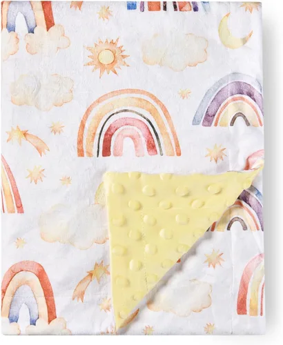 Miniatura 12 de Manta de bebé súper suave de minky, manta de animales lindos con respaldo punteado para recién nacidos, guardería, cochecito que recibe ropa de cama