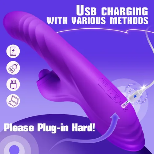 Miniatura 5 de Toendi Juguetes sexuales para mujeres, consolador de empuje, juguete sexual, vibrador de conejo con 10 vibraciones, 7 modos de empuje con lamer