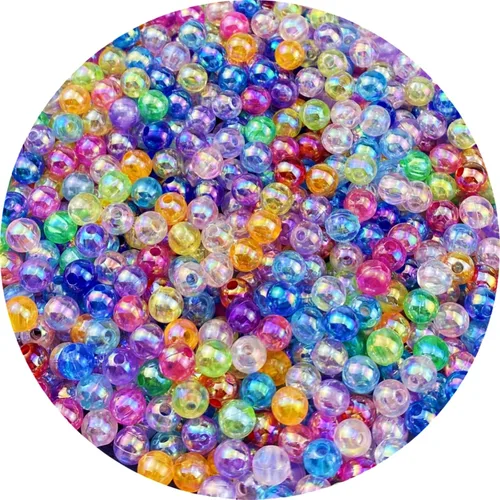 1000 piezas de cuentas redondas de acrílico de 6 mm, colores AB, cuentas espaciadoras redondas para aretes, pulseras, collares, llaveros, joyería,