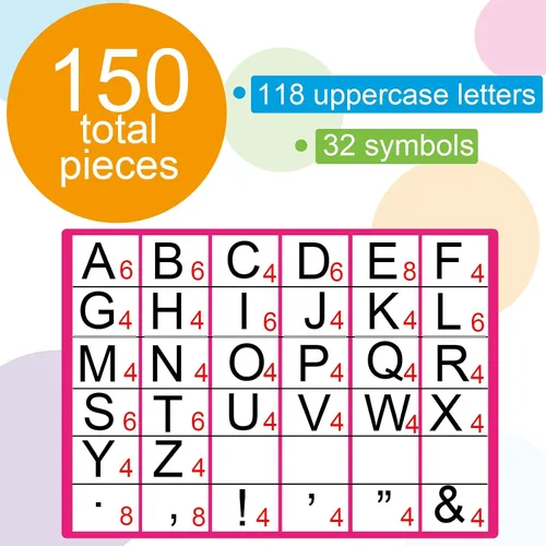 Miniatura 2 de Juego de 150 letras grandes de 6 pulgadas y puntuación, colorido alfabeto recortado para el aula para exhibir tablón de anuncios, escuela en casa