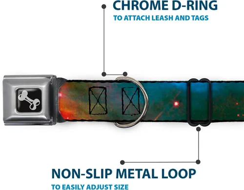 Miniatura 5 de Buckle-Down Collar de perro con hebilla de cinturón de seguridad Supernova Space Collage, multicolor, 1 pulgada de ancho, se adapta a cuello de 9 a