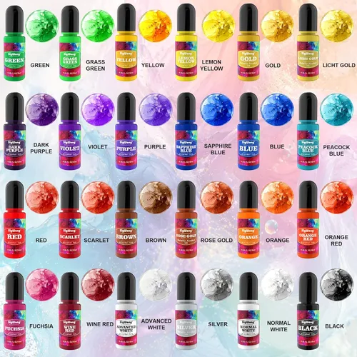 Miniatura 2 de Juego de tinta de alcohol, 24 botes de colores vibrantes, tinta de alta concentración a base de alcohol, pintura concentrada de resina epoxi tinte