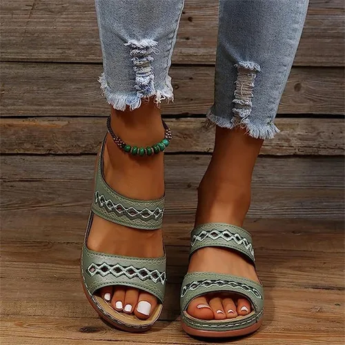 Miniatura 3 de Ladmiple - Sandalias ortopédicas de cuña para mujer, cómodas sandalias ortopédicas para caminar con soporte de arco 2024 Y-Verde