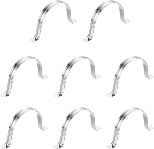 Miniatura 34 de uxcell 6 correas rígidas de tubo, 4.331 in (4.33 pulgadas) 201 de acero inoxidable 201 con 2 agujeros en forma de U, abrazaderas de tubo para fijar