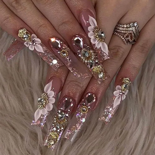 Miniatura 8 de 50 dijes de uñas dorados 3D para uñas acrílicas, estilos mixtos, diamantes de imitación para uñas, joyas de uñas de metal para arte de uñas