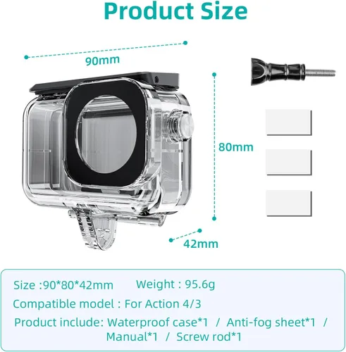 Miniatura 2 de Funda impermeable para DJI Osmo Action Camera 5 pro/4/3, con carcasa submarina antivaho carcasa carcasa soporta 147.6 ft/148 pies carcasa de buceo