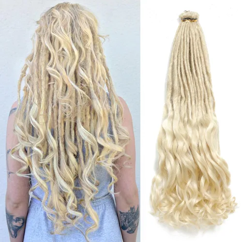 Miniatura 15 de Extensiones de rastas rectas sintéticas de doble extremo, 24 pulgadas, 5 hebras de 0.5 in de ancho, suaves de color negro a marrón oscuro