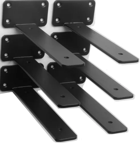 Miniatura 31 de Paquete de 2 - Soportes de estante en L ocultos negros de 4 pulgadas (1/5 pulgada de grosor) Soportes de estante flotante de hierro Soportes