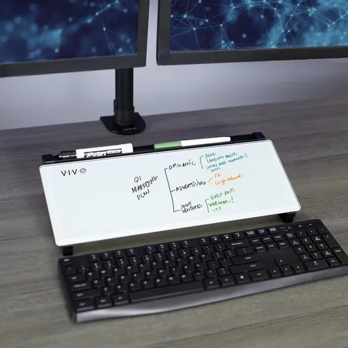 Miniatura 9 de VIVO DESK-WB16D - Pizarra blanca de escritorio de cristal de 16 x 7 pulgadas con ranura para marcador y almacenamiento abierto, superficie blanca