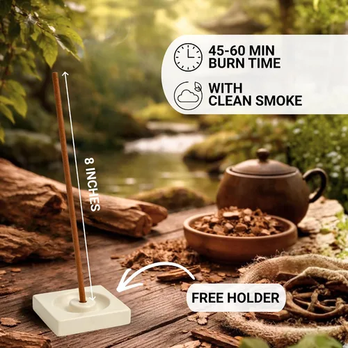 Miniatura 2 de Folkulture Varillas de incienso japoneses Paquete de 60 inciensos de madera de aloe premium Sin carbón, sin humo negro Aroma amaderado
