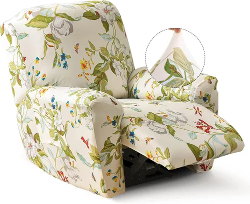 Miniatura 12 de Iauddy Funda para sillón reclinable, elástica, suave, antideslizante, para silla reclinable, 4 piezas, protector de muebles para sillón reclinable