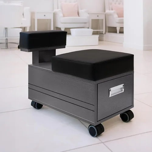 Miniatura 2 de AleraII - Carrito de pedicura con reposapiés, muebles de salón de belleza y spa, color gris