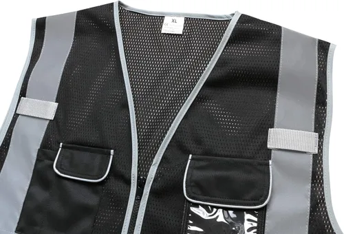 Miniatura 3 de LOHASPRO Chaleco de seguridad de alta visibilidad, chaleco reflectante de malla con bolsillos para hombres y mujeres, estándares ANSI/ISEA Negro 01