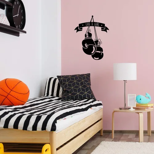 Miniatura 2 de Calcomanía de vinilo para pared, guantes de boxeo Like A Girl, 27 x 21 pulgadas, para mujer, motivacional, para interiores y exteriores, hogar