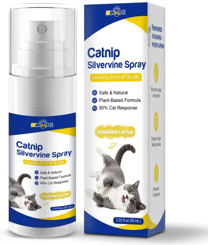 Spray de hierba gatera mejorado para gatos con Silvervine, fórmula natural de doble planta, amado por 9 de cada 10 gatos, juguetes de actualización