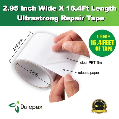 Miniatura 4 de Dulepax - Cinta de reparación de tela ultra fuerte, 16.4 pies x 2.95 pulgadas, ideal para cubiertas de barco, tiendas de campaña, toldos, cubiertas