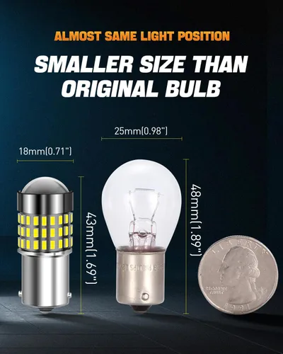 Miniatura 22 de 1156 Bombillas LED Ámbar Amarilla Luz de Señal de Giro 400% de Brillo 1141 1003 7506 Bombillas LED P21W Usadas para Luces Intermitentes Luz Trasera