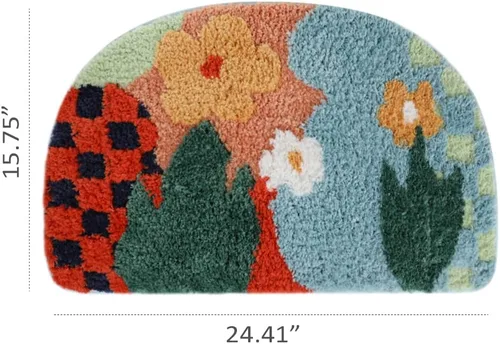 Miniatura 2 de Tapete de baño medio redondo, absorbente, tapete de baño, ducha, súper suave, tapete de entrada de dormitorio, alfombra de puerta de cocina, tapete
