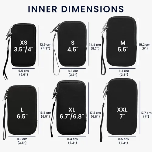 Miniatura 6 de kwmobile Bolsa de neopreno para teléfono tamaño XL - 6.7/6.8 pulgadas - Funda universal para celular con cremallera, correa para la muñeca, amarillo