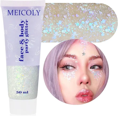 Miniatura 31 de MEICOLY Purpurina corporal roja, blanca y azul, accesorios del 4 de julio, purpurina para el cabello para niños, atuendos del 4 de julio