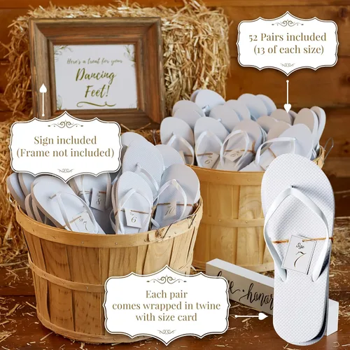 Miniatura 2 de Orca Chanclas a granel para invitados de boda Paquete de 52 sandalias de boda al por mayor