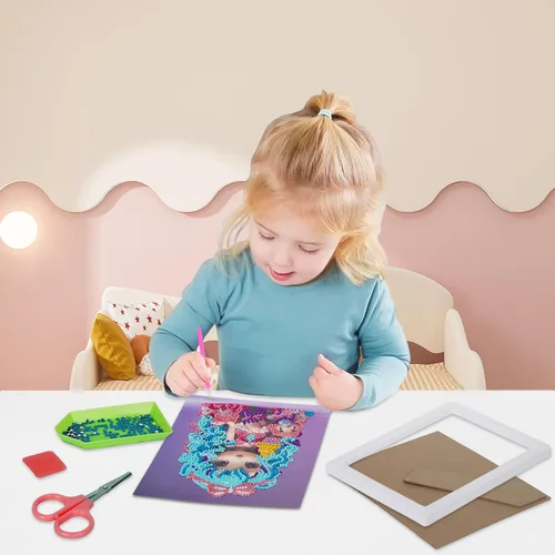 Miniatura 5 de PracticeJQDEN Kits de pintura de diamantes para niños, kits de pintura de gemas con marco, kits de artes y manualidades para niñas, regalos