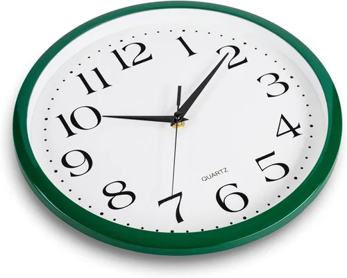 Miniatura 4 de Bernhard Products - Reloj de cuarzo de pared verde cazador, silencioso, sin tictac, redondo, 12 pulgadas, a pilas y fácil de leer, para hogar