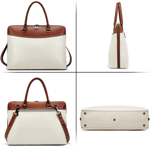 Miniatura 6 de CLUCI Maletín de cuero para mujer 15.6 pulgadas portátil de negocios vintage delgado bolso de hombro de las señoras