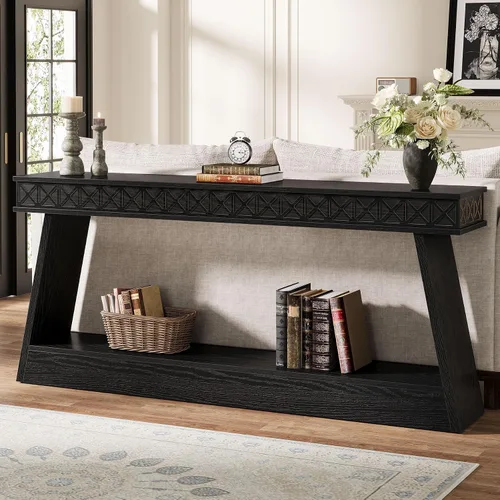 Tribesigns Mesa Consola Moderna, Mesa de Entrada Extra Larga de 71 Pulgadas con Almacenamiento, Mesa de Sofá Estrecha de 2 Niveles Detrás del Sofá,